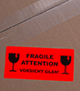Hinweis Etikett Fragile, leuchtrot, Format 100 x 50 mm