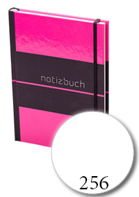 Notizbuch DIN A5 hoch, Umschlag: Hardcover 4/0-farbig, Inhalt: 256 blanko Inhaltsseiten