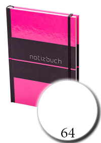 Notizbuch DIN A5 hoch, Umschlag: Hardcover 4/0-farbig, Inhalt: 64 blanko Inhaltsseiten